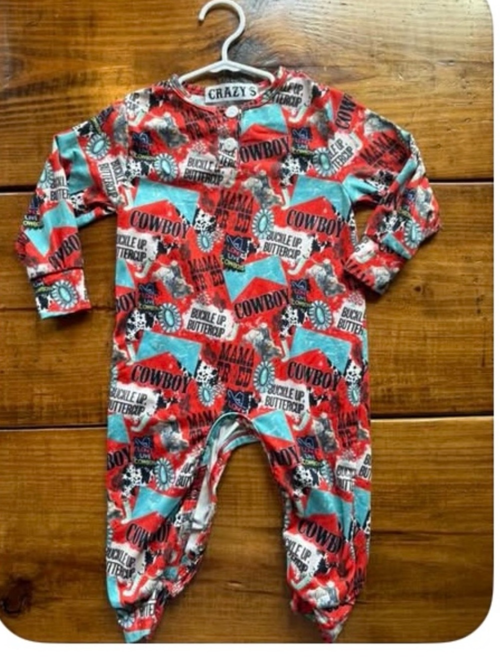 Crazy S Western Cowboy Footie Pajamas Size 2 Boutique Rodeo Sleeper